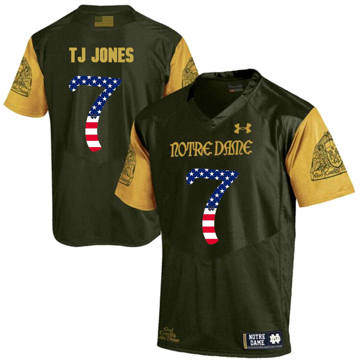 Men Norte Dame Fighting Irish #7 Tj Jones Green Flag Customized NCAA Jerseys->customized ncaa jersey->Custom Jersey